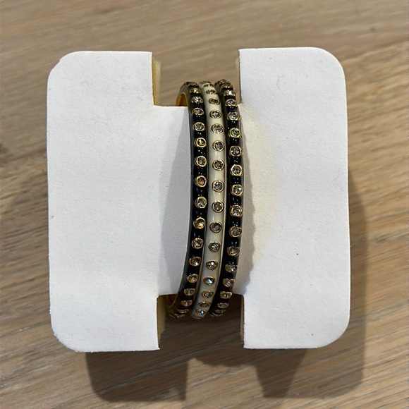 J. Crew black and white enamel bangles with rhinestone detail - Picture 1 of 2